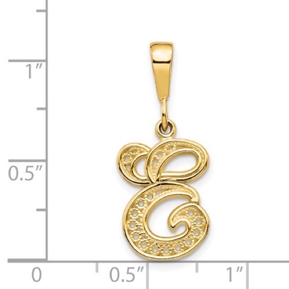 10k yellow or white genuine gold Filigree letter initial alphabet charm pendant - Picture 6 of 16
